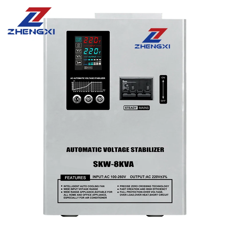 Hot Selling 8000W 10000W Home Smart Single Phase Voltage Stabilizer SKW-5000VA Servo Motor Control AC Voltage Stabilizer