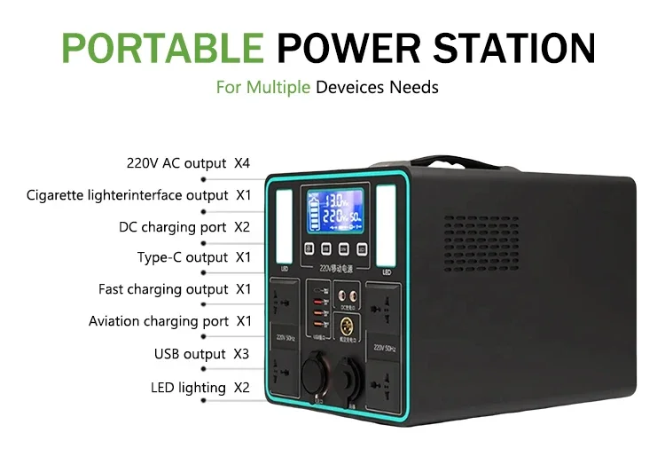 600w 600wh New Energy Solar Energy System Outdoor Battery Portable Power Station For Outdoor Emergency