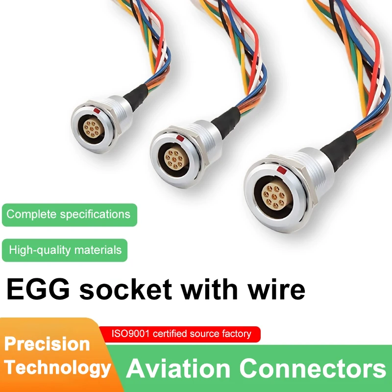 Aviation Connector Power Signal Line Compatible Socket Circular EGG-01 B Series Brass Pearl Plating Receptacle Female