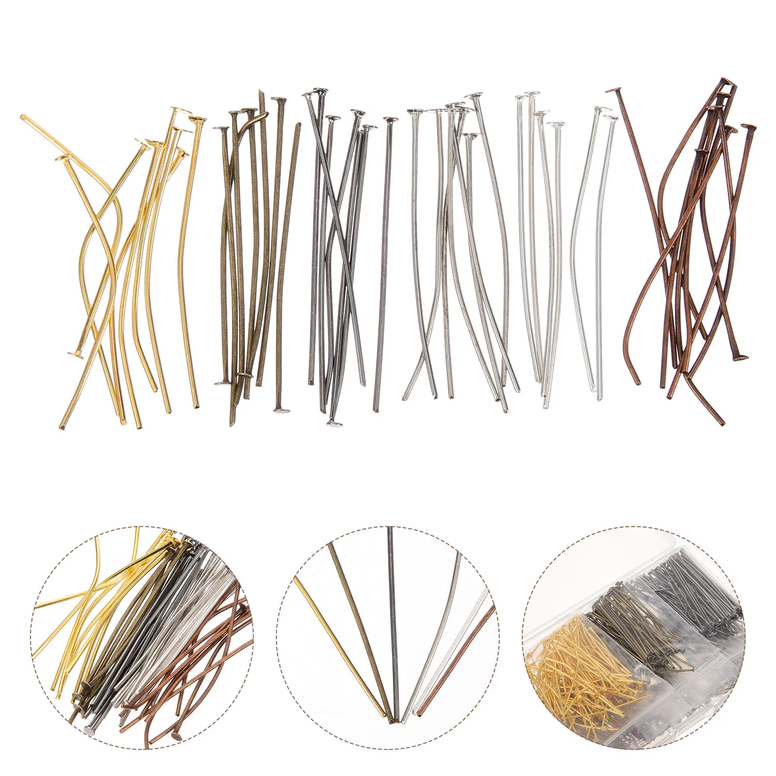 

600pcs Beading Head Pins Metal Threader for Earrings DIY Jewelry Making Supplies Craft Projects Sturdy Durable