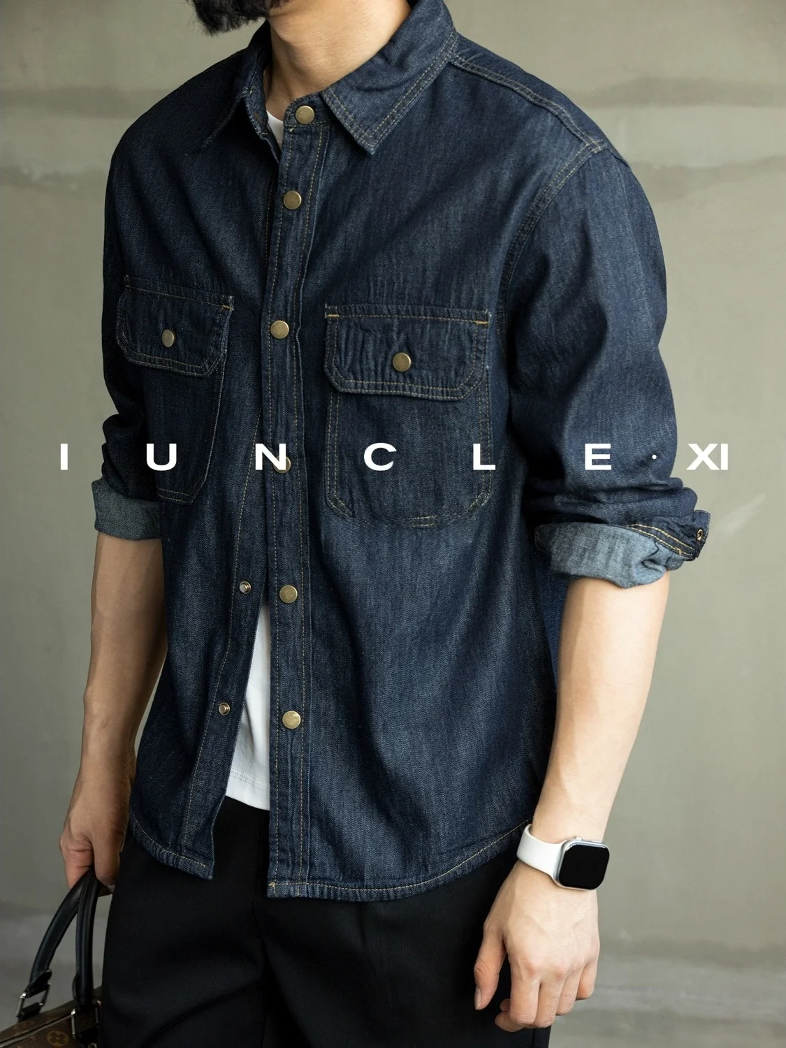 

Мужская джинсовая ткань с завышенной талией, свободная посадка в стиле ретро, длинная свеча, повседневная, износостойкая, из смеси хлопка и полиэстера, весна-осень, новинка...