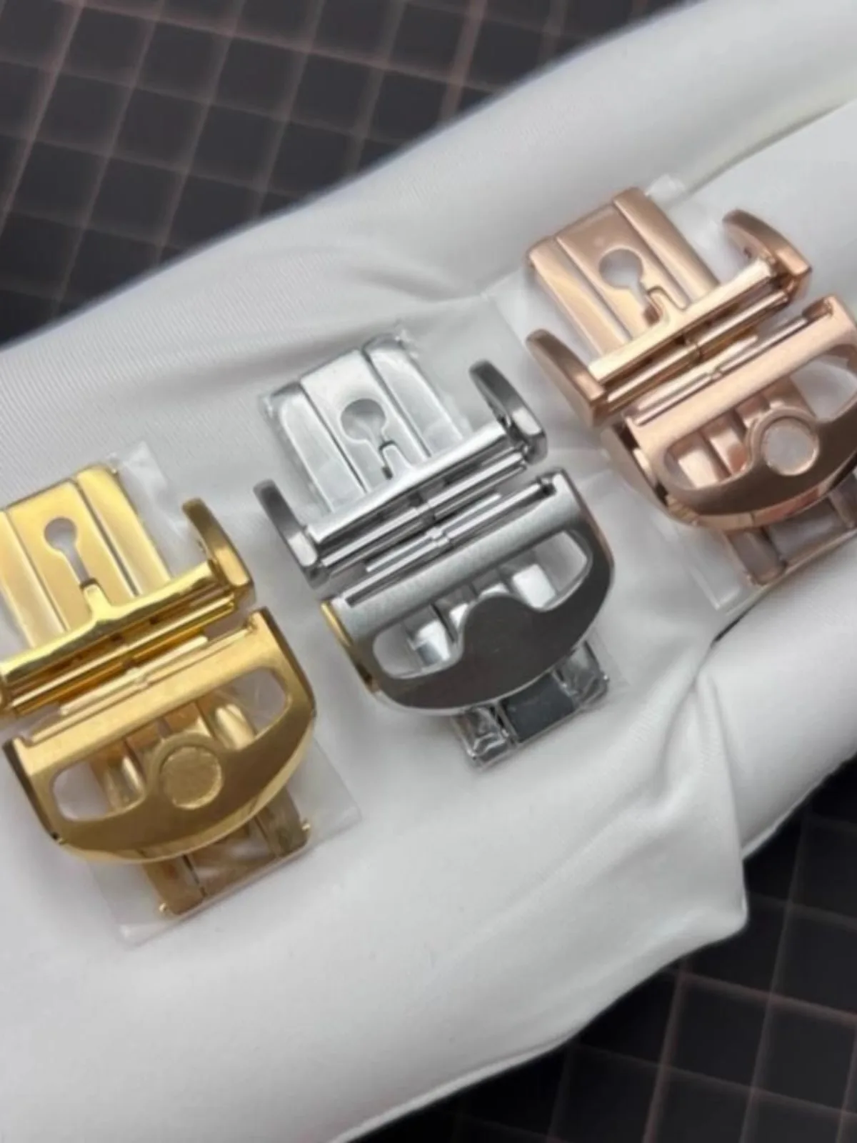 

18mm 316L Stainless Steel Deployment Buckle for IWC Pilot Mark Portugieser Rose Gold Rubber Leather Watchband Folding Clasp