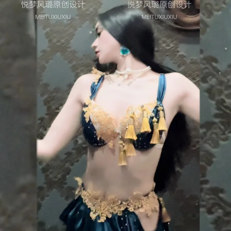 Conjunto de traje de desempenho personalizado para dança do ventre saia longa exótica princesa iniciante ropa de ensayo roupas indianas femininas