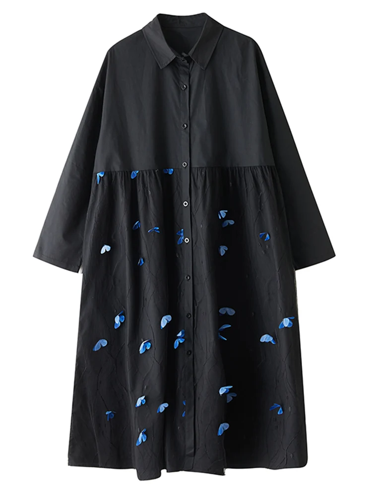 شبكة المرقعة المتضخم خمر قميص فساتين للنساء جديد كم طويل فضفاض فستان كاجوال ملابس أنيقة ربيع الخريف 2025 #6