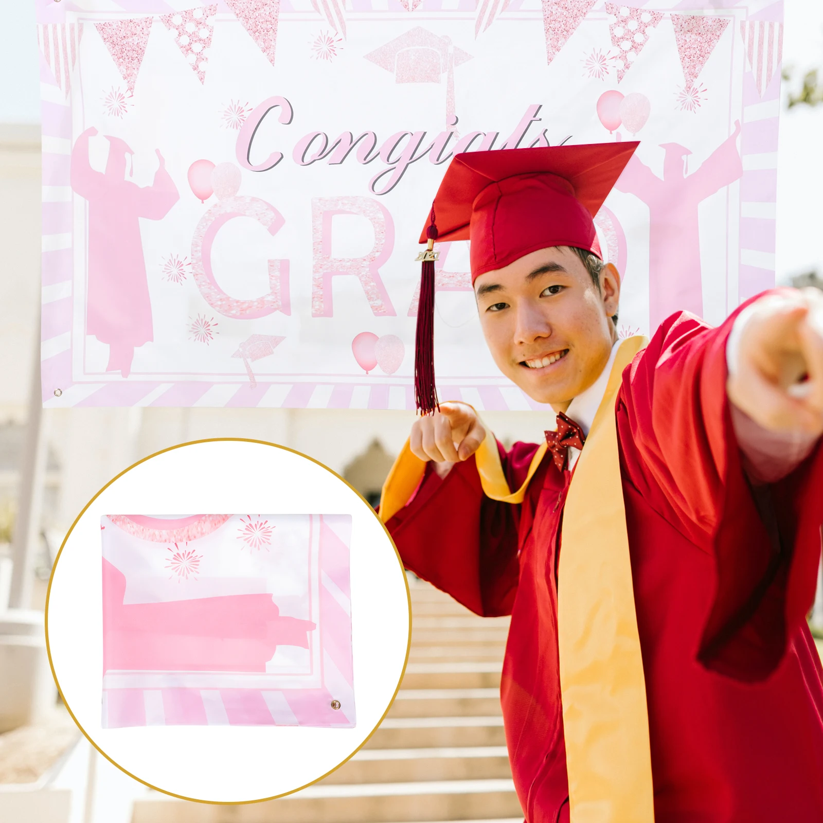 Graduation Party Curtains Background Backdrop Decorations 2022 Celebration Supplies Easy Carry Rich Colors Text Design