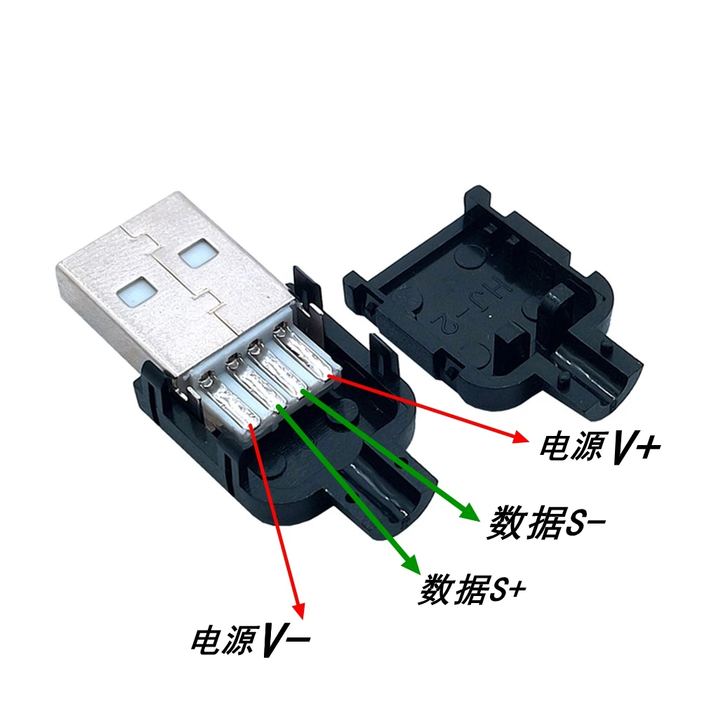 USB2.0/DIY plug A male patch, kawat solder, kabel, jenis papan plug, plastik tiga buah set