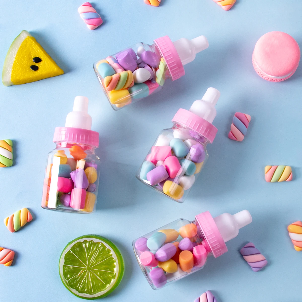 12 Stück Babyflaschen, blau, rosa, weiß, Kunststoff, Süßigkeitenflasche, Babyparty, Geschenkbox, Dekorationen, Jungen und Mädchen, Geschlecht offenbaren, Partygeschenke – Detail 4