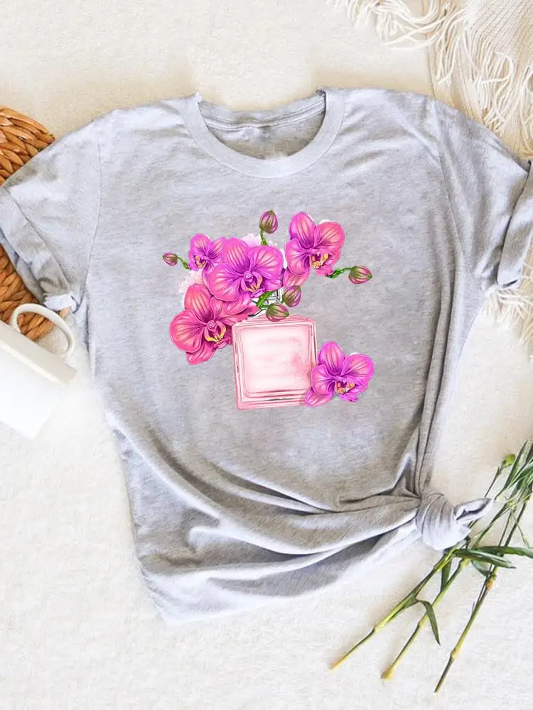 

Summer Short Sleeve Printed Clothes Women Clothing Female Flower Sweet Floral Watercolor Fashion Casual Tee T Graphic T-shirts