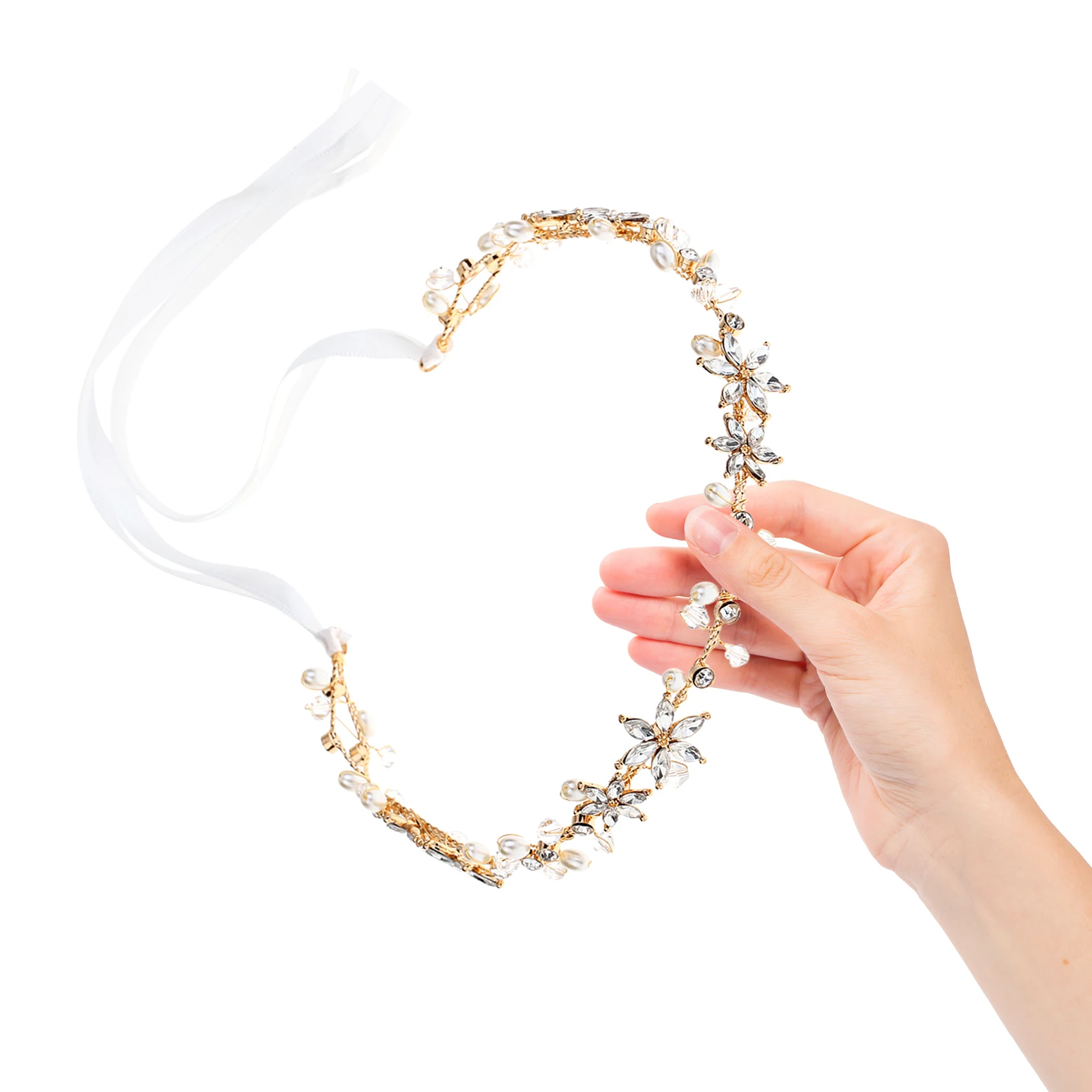 

Bridal Wedding Dress Belt Rhinestone Pearl Crystal Flower Sash Adjustable Waistband for Brides Bridesmaids Evening Gown Party