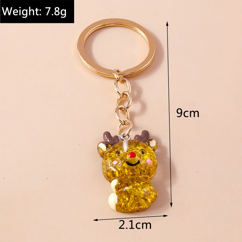 Niedlicher Weihnachts-Schlüsselanhänger mit Weihnachtsmann-, Schneemann- und Rentier-Charms, Schlüsselringe, Festgeschenke für Frauen und Männer, Autoschlüssel, Handtaschen-Schlüsselanhänger, Geschenke – Detail 5