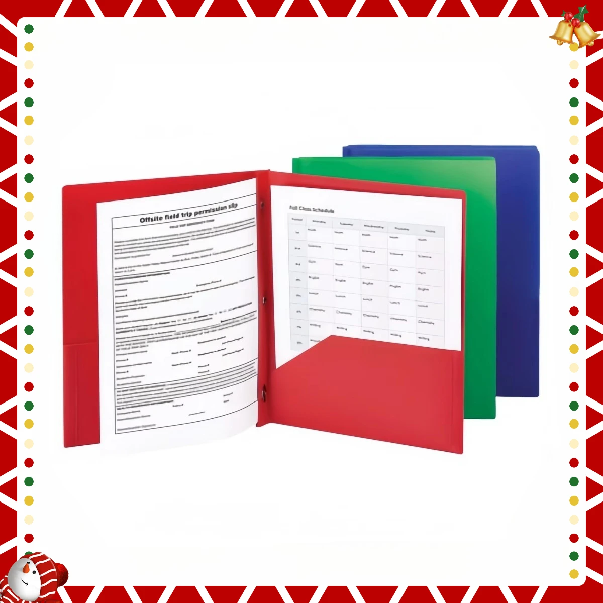 

Папка с двумя карманами, крепеж с тремя отверстиями, размер буквы, разные цвета, 3 шт. в упаковке