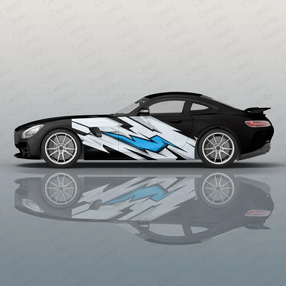 Geometric Lightning Car Side Sticker Full Body Decal Decoration Covering Scratches Waterproof Car Vinyl Wraps Auto Accessories