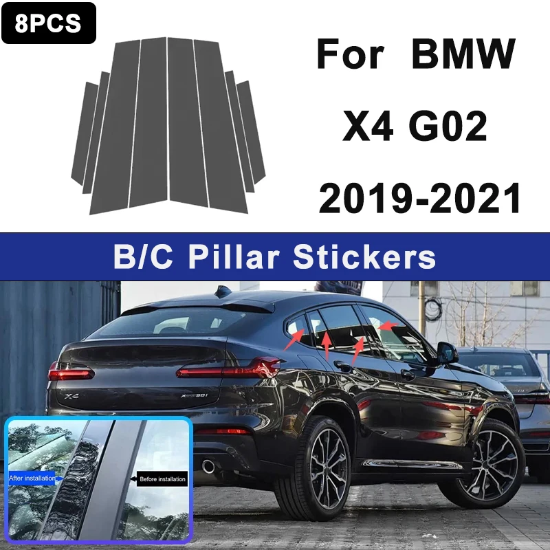 

Декоративные накладки на окна автомобиля, подходящие для BMW X4 G02 2019-2021, для украшения центральной стойки, автомобильная деталь.