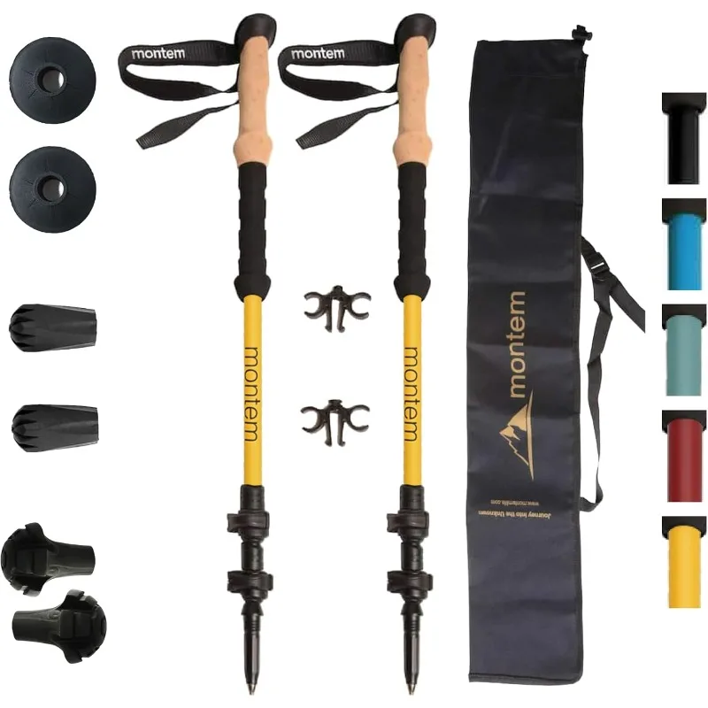

Montem Ultra Light 100% Carbon Fiber Trekking,Walking,and Hiking Poles - One Pair (2 Poles) Ultra Light, Quick Locking, Foldable