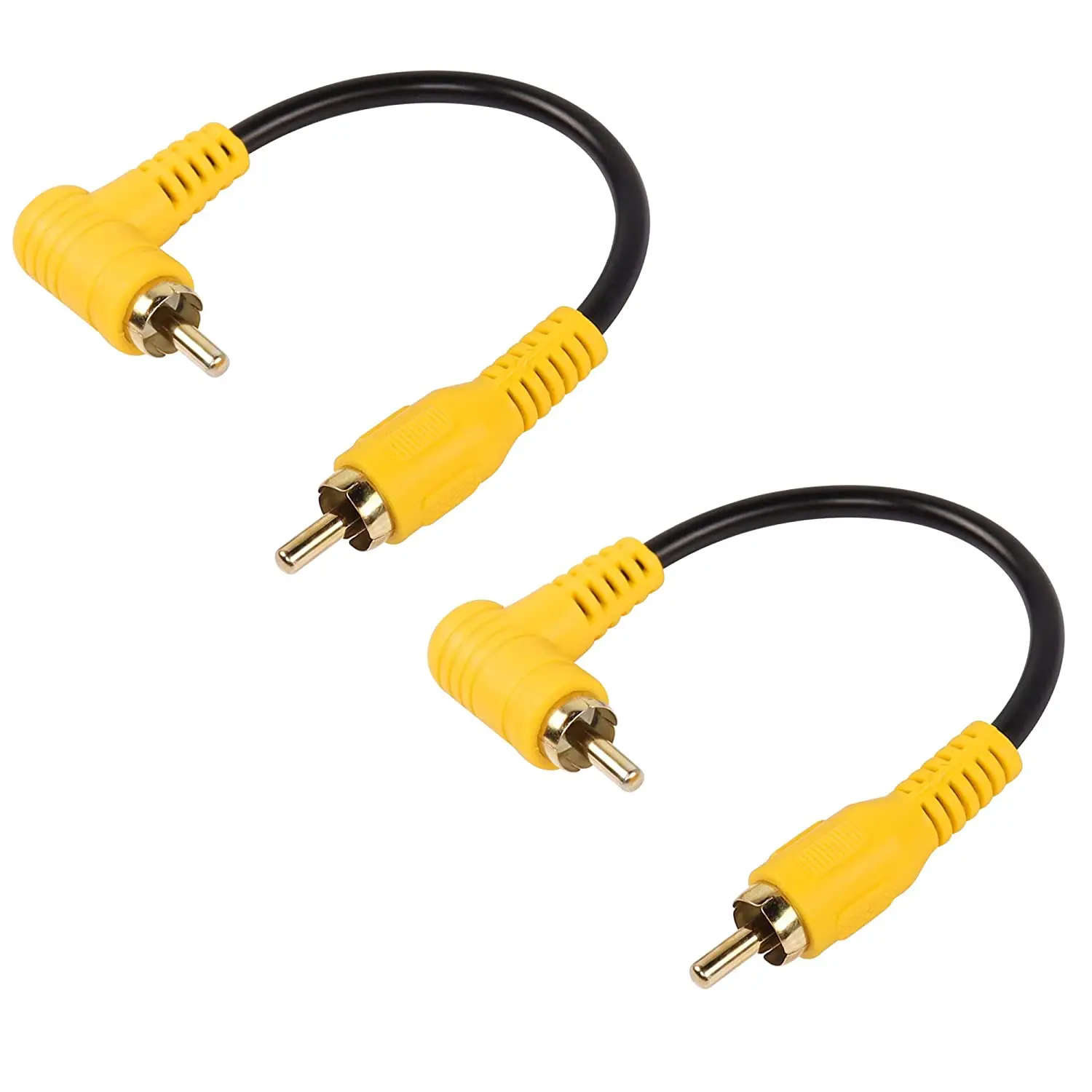 2pcs RCA Phono 90 Degree Cable Male to Male Audio Subwoofer Cable for Speaker Amplifiers Home Theater HDTV Home Stereo and DVD