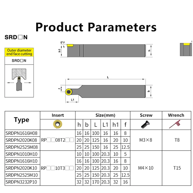 Ferramenta de torneamento externo para barra de torno CNC, suporte do cortador, SRDPN, SRDPN1212, SRDPN1616, SRDPN2020, SRDPN2525, SRDPN3232