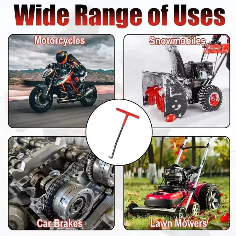 Herramienta extractora de resorte de escape roja, ganchos de resortes de escape para motocicleta, mango en T, ganchos de resorte, llave, herramientas de extracción de extractor de resorte