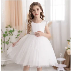 White Tulle Flower Girl Dress Ball Costumes Host Costume Iittle Princess Birthday Wedding First Communion Gown