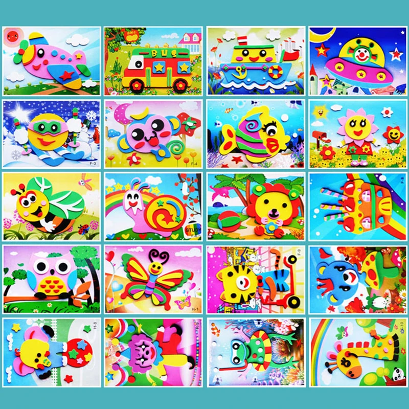 5-20PCS Random Mix Cartoon 3D EVA Foam Sticker Animal Vehicle Patterns Handmade DIY School Rewards Artclass Props Stationery ZYF