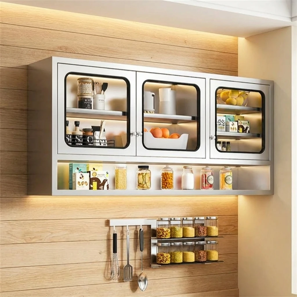 & Stainless Steel Wall-mounted Dish Rack Cabinet Multi-functional Kitchen Storage Cabinets Spice Organizer for Kitchen Furniture