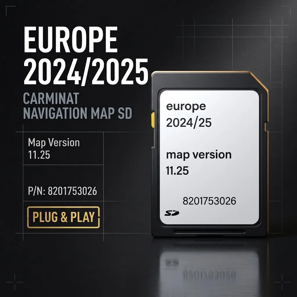 GPS Sat Nav Map SD Card Ver.11.25, Compatible with Renault Carminat System, 2024/2025 UK & Europe Navigation Map