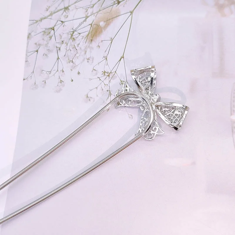 دبوس شعر على شكل حرف U بفيونكة مجوفة عالية الجودة دبوس شعر معدني على الطراز الصيني الجديد على الطراز العتيق إكسسوارات شعر متعددة الاستخدامات دبوس شعر نسائي #6