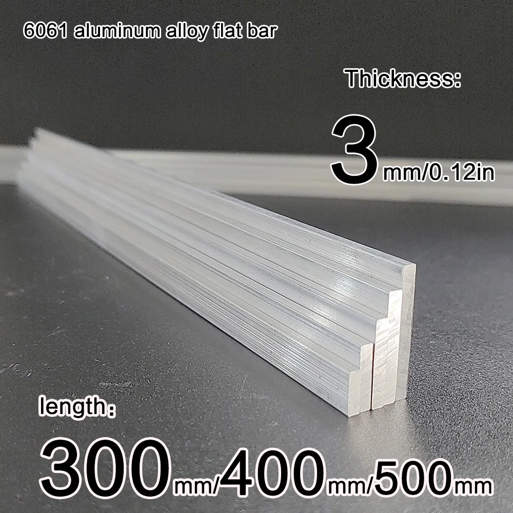 Espessura da Barra Plana da Liga de Alumínio 6061 mm Largura 10 mm 15 mm 20 mm 25 mm 30 mm 40 mm Comprimento 300 mm 400 mm 500 mm