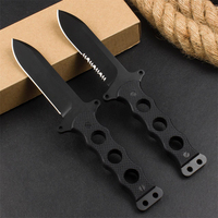G10 Handle Outdoor Survival Tactical Rescue Self Defense Black Strap K-Sheath Fixed Knife