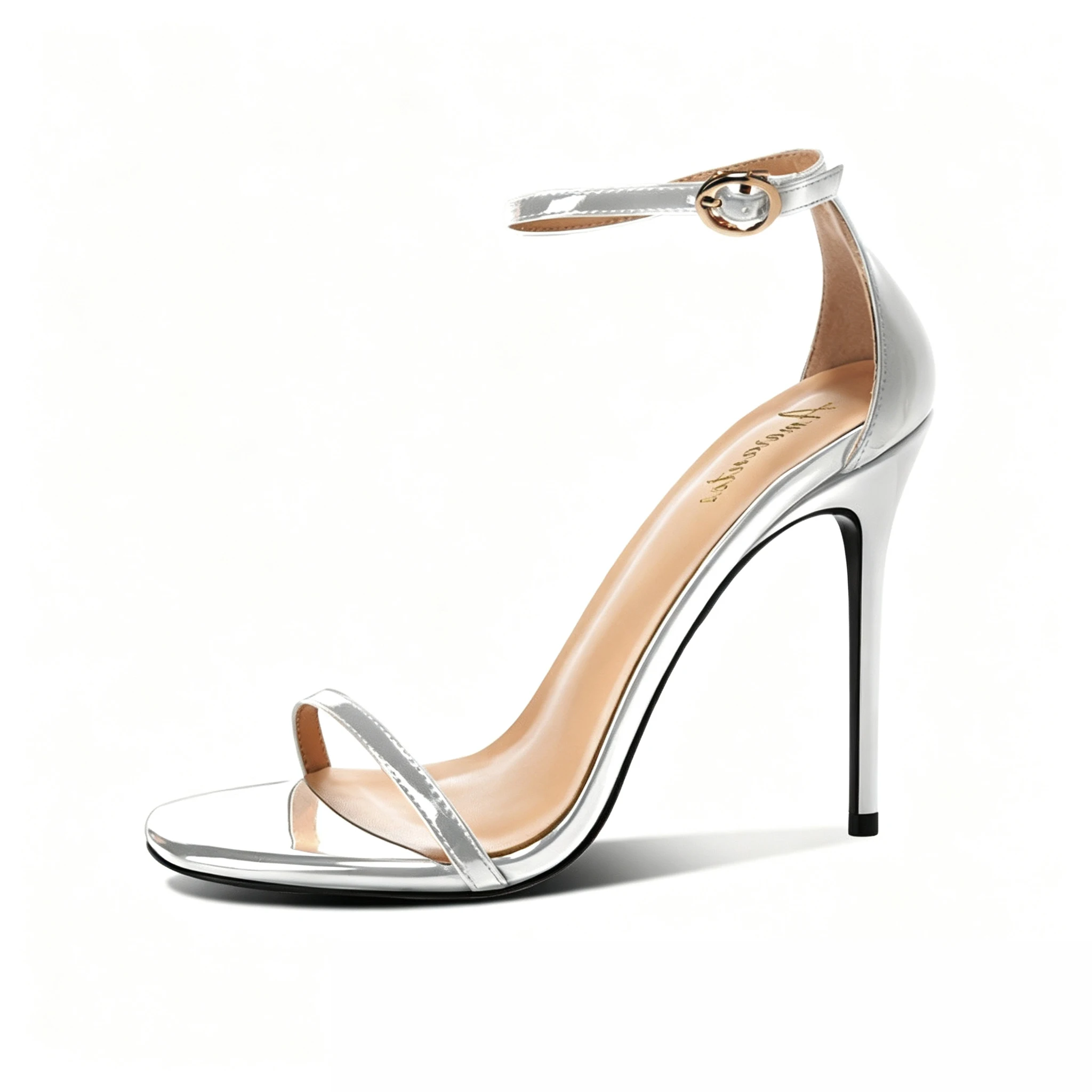 Women's Sandals Silver High Heels Leather Open Toe Shallow Mouth Shoes Women's Party Shoes Large Size 35-46 Spring/SummerFashion
