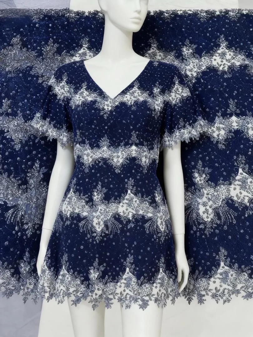 

Новый дизайн, модное африканское нигерийское бархатное платье с вышивкой бисером, 2025 г., сетка с блестками, Лидер продаж, французское тюлевое кружево для вечернего платья для женщин