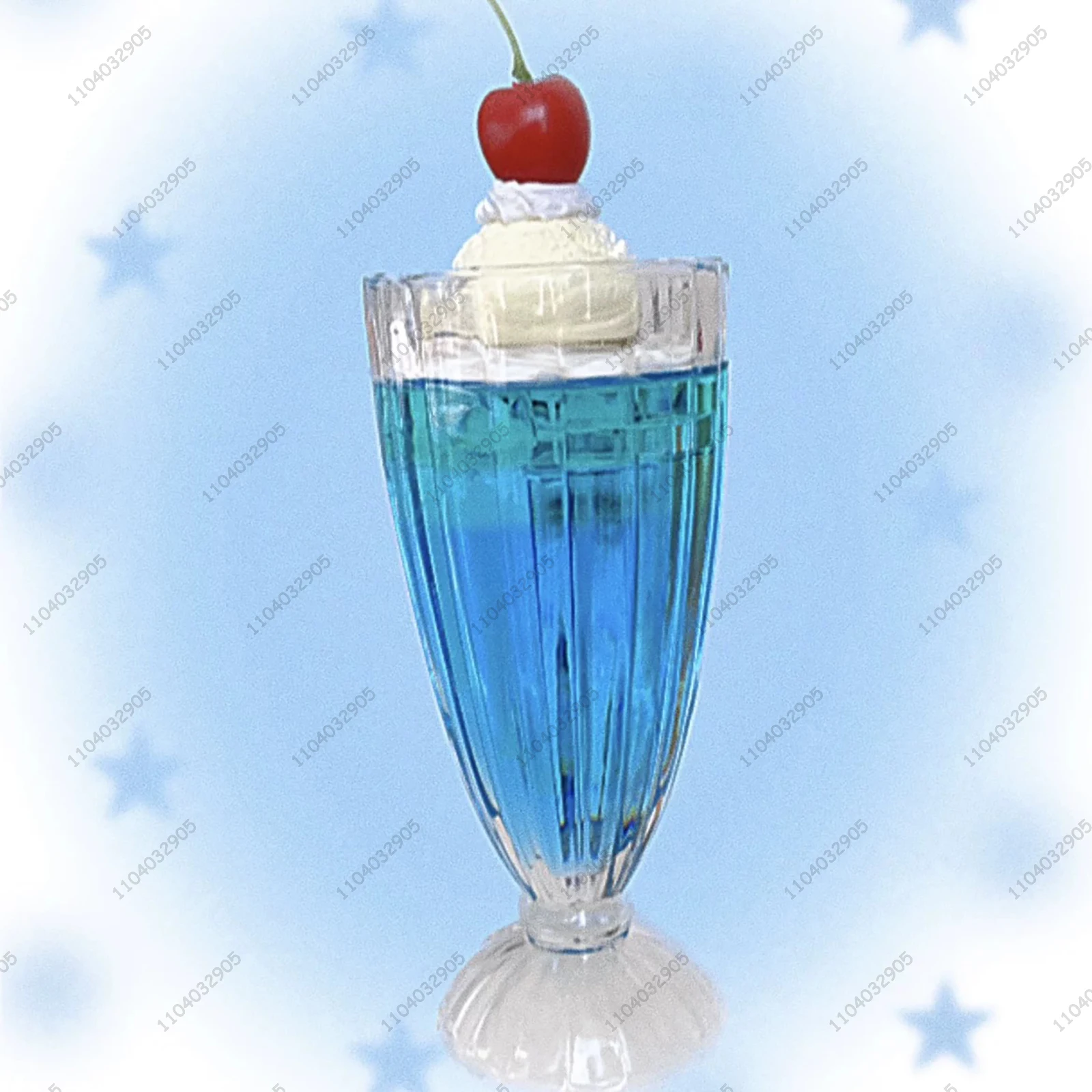 블루 소다 음료 컵 공예 소다 아이스크림 토핑 유리 컵 크리 에이 티브 선물 수공예품 책상 장식품 소녀 방 장식 선물