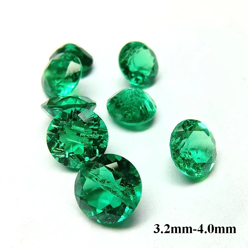 

Lab Grown Round Shape 3.2-4.0mm Columbian Emerald Charm Gemstone DIY Ring Necklace Earrings Main Materials Available Certificate