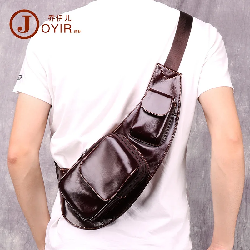 

Chest Bag Casual Fashion Men's Messenger Bag Large Capacity Men's Real-Leather Bag Outdoor Sports Cross Body Backpack Chest Bag
