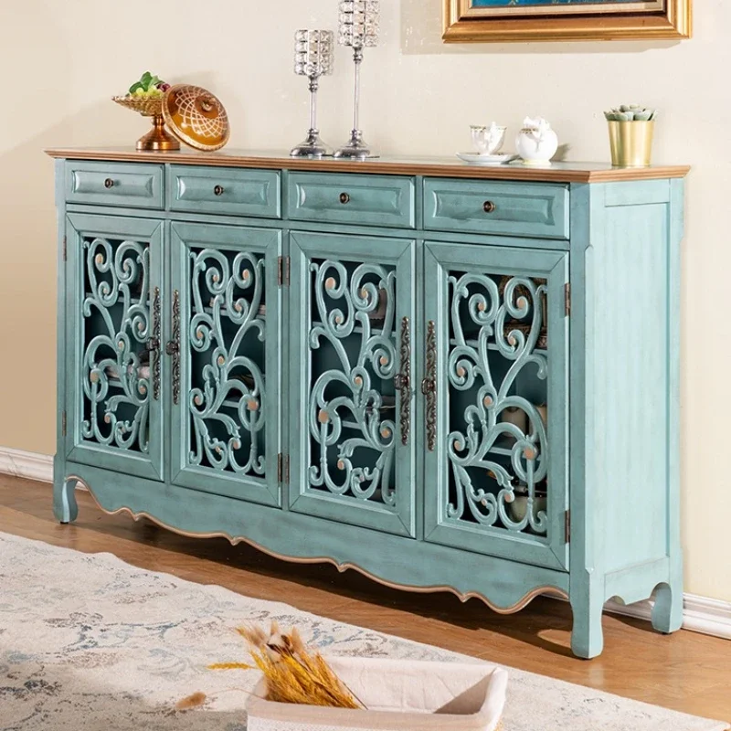 

American rural solid wood living room display cabinet shoe cabinet multi-functional side storage European partition