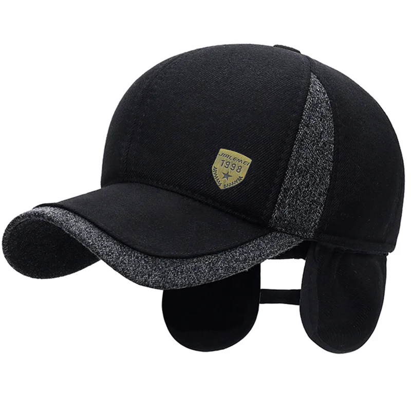 

Winter Ears Protected Men Cotton Patchwork Baseball Cap Women Thick Flat Snapback Sunhat Outdoor Hip Hop Baseball Hat Casquette