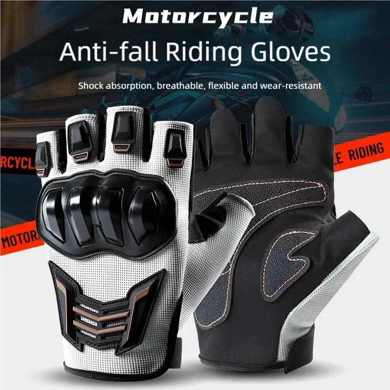 Summer Half‑Finger Motorcycle Riding Gloves Breathable Non‑Slip Shock‑Absorb Protective Glove For Men Urban City Street Items