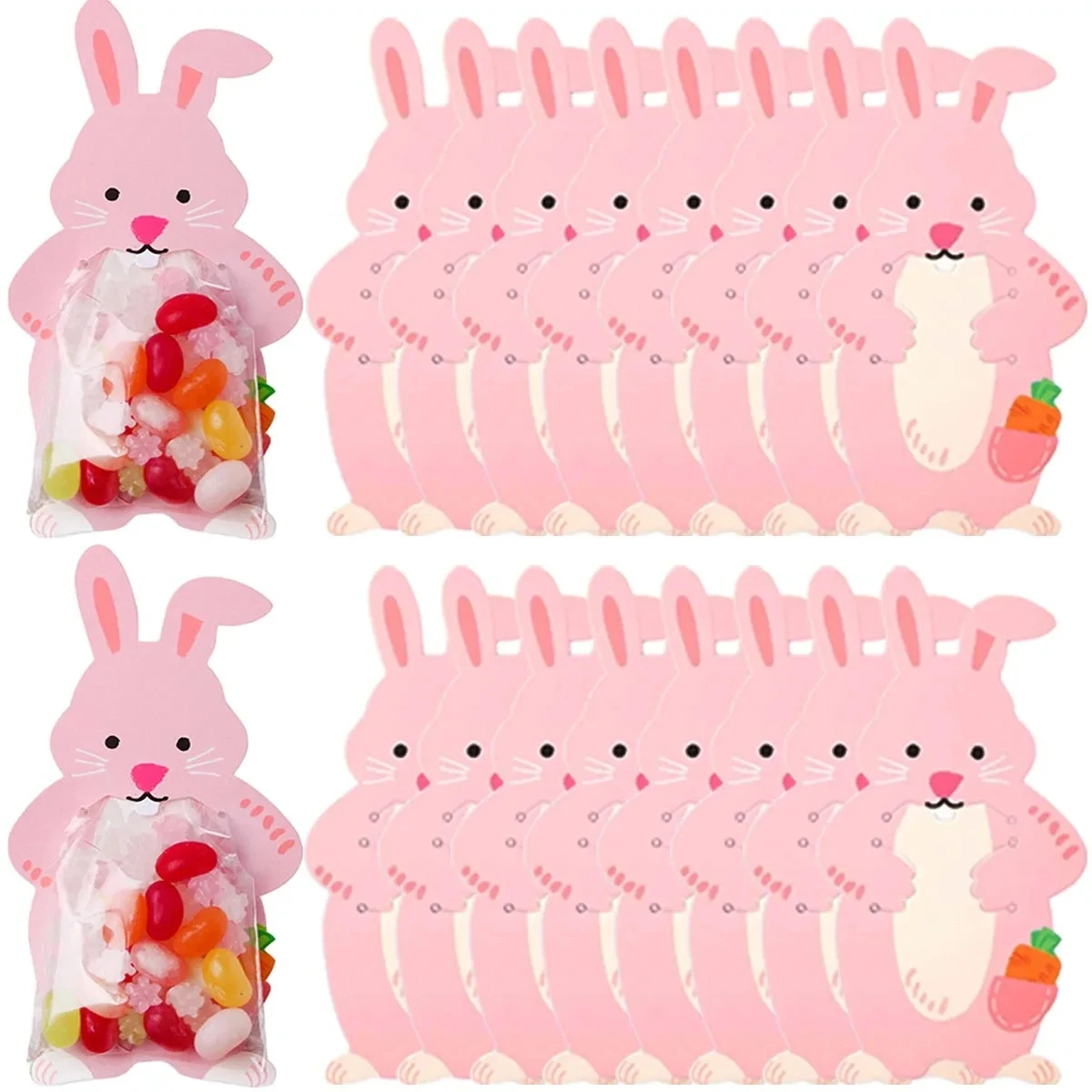 10/30/50pcs Osterhasen Papier Lutscher Karten Süßigkeiten Verpackung Taschen für Geburtstag Ostern Party Dekor Kinder Geschenke