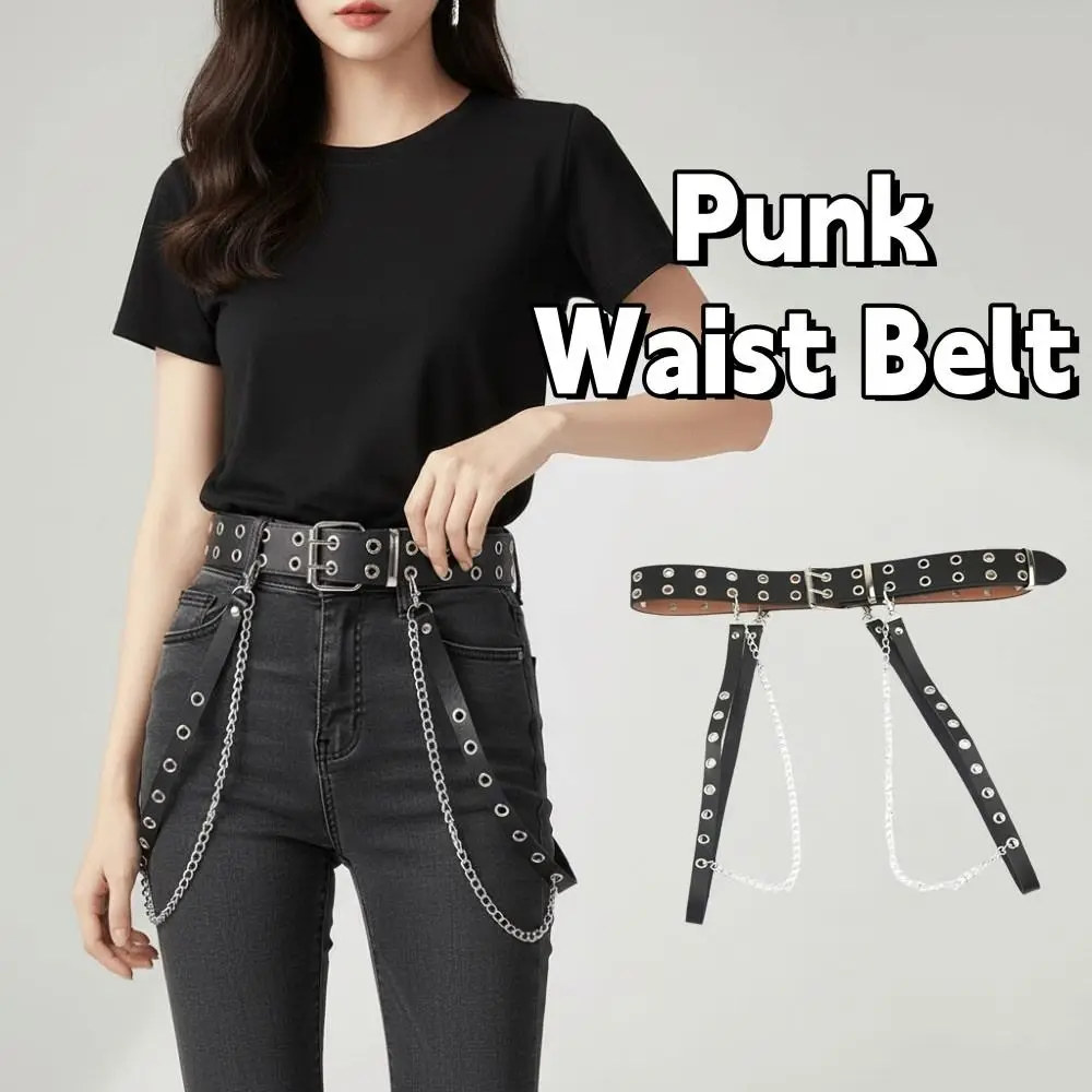 

Harajuku JK Women Waist Belt Punk Hip Hop PU Leather Belt Chain Detachable Skirt Belt Dress Accessories