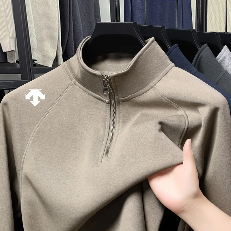 العلامة التجارية الفاخرة الجديدة للرجال نصف سستة الوقوف طوق هوديي المبيعات الساخنة الخريف طباعة تنفس كم طويل موضة ملابس رجالية غير رسمية #1