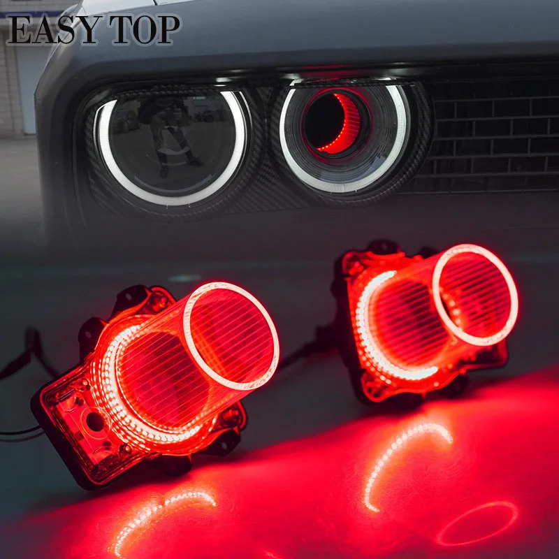 Red Headlamp Air Inserts Assembly LED Decroation Light For Dodge Challenger 2015-2020