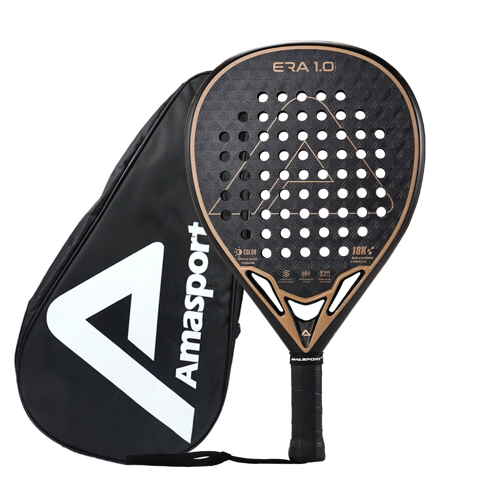 

Ракетка для падела AMASPORT 18K Carbon Cubic, 3D-текстурированная поверхность, ромбовидная форма, профессиональные ракетки для падела для опытных игроков