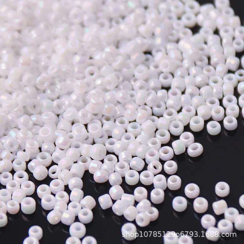 1.5 / 2/3 /4 mm white series glass rice beads multi-size round spacer beads, used for DIY jewelry making clothing accessories