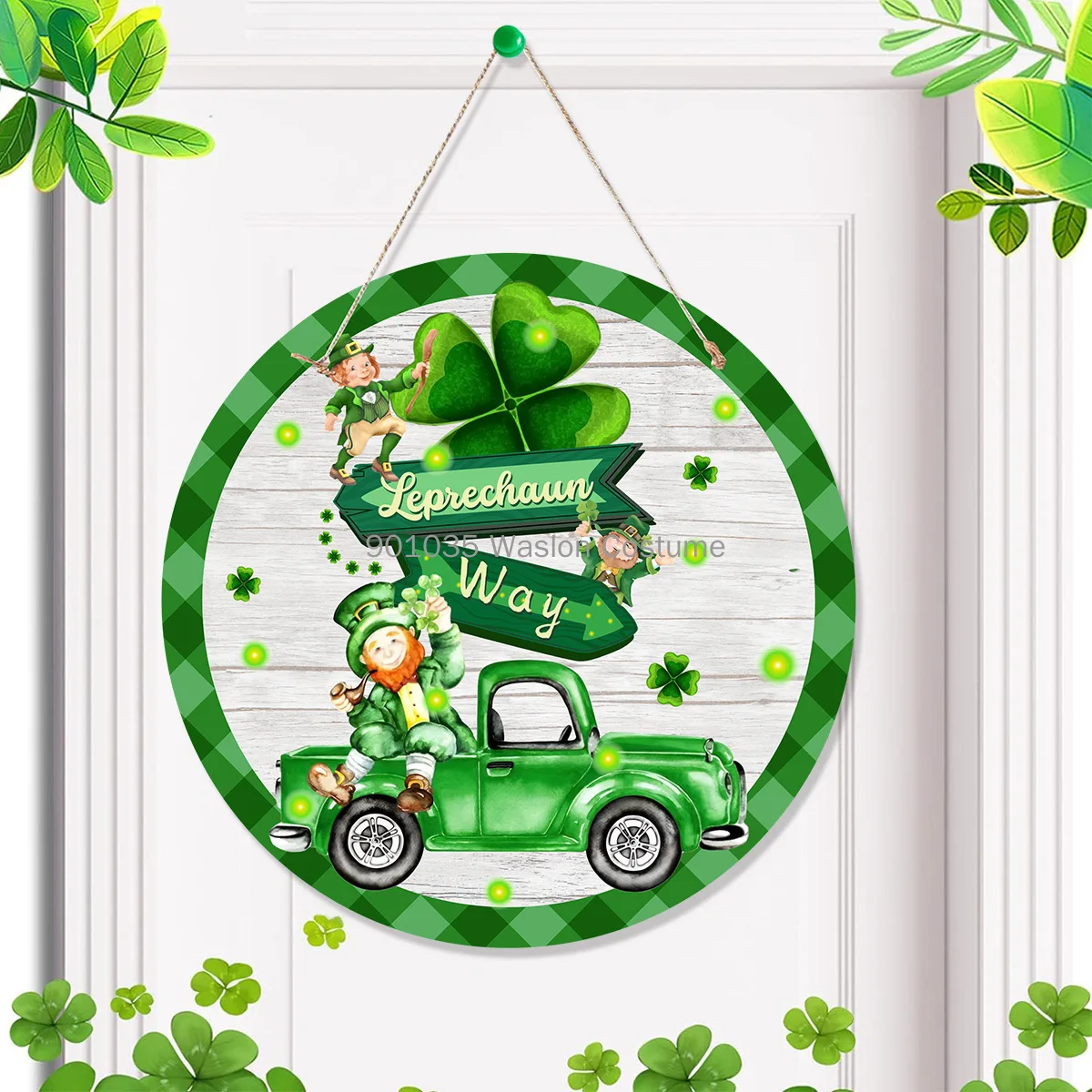 St Patricks Sign Day Door Welcome Decor Shamrock Accessories Kitchen Front Door St Patrick Paper Board Doorplate Door Sign