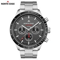 NORTH EDGE 2025 LONGWINGS reloj de cuarzo para hombre cronómetro con energía Solar resistente al agua 50M 316 reloj piloto luminoso de acero inoxidable completo