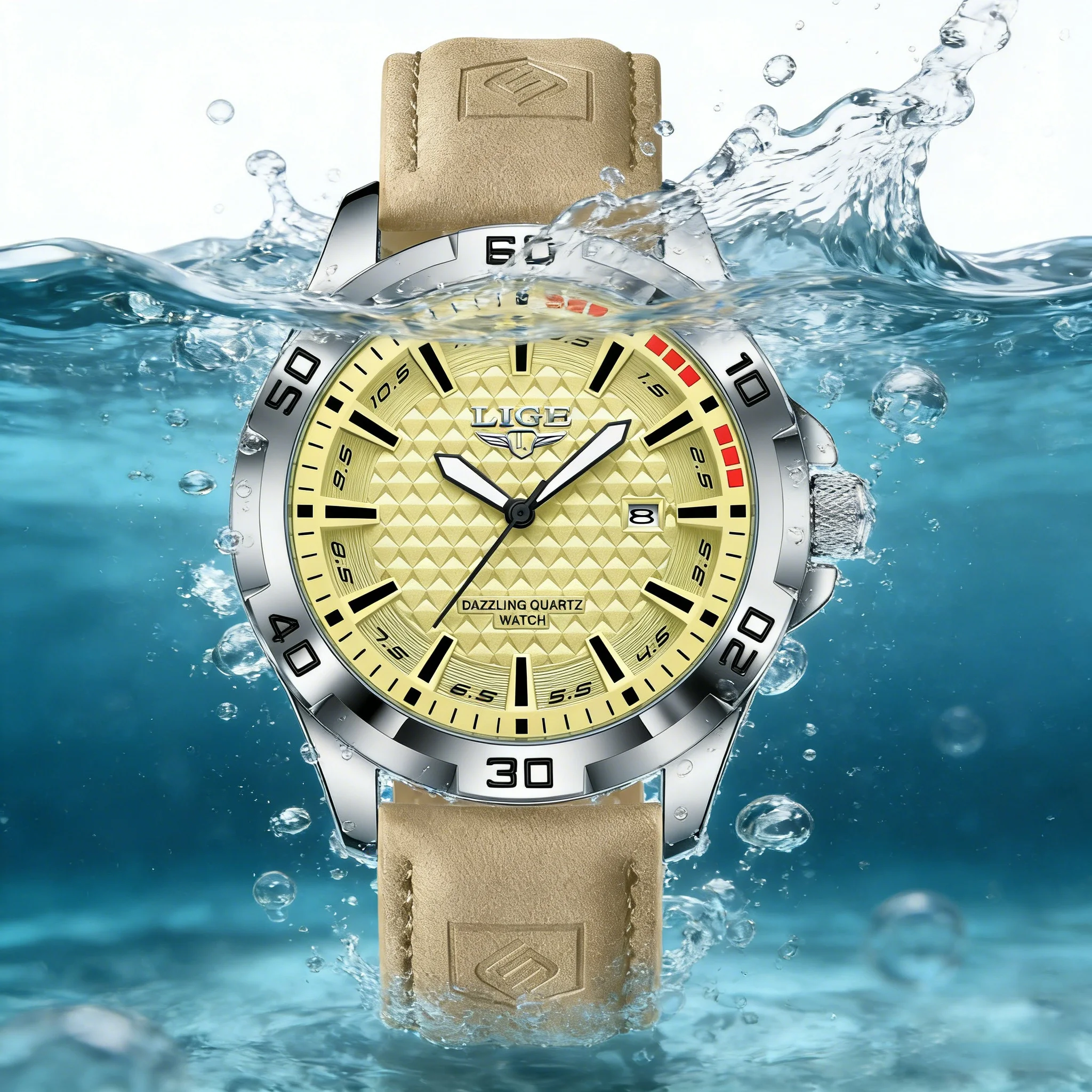 

LIGE Men Casual Sport Military Quartz Calendar Wrist Watch for Man Business Leather Waterproof Male Clock Relogio Masculino