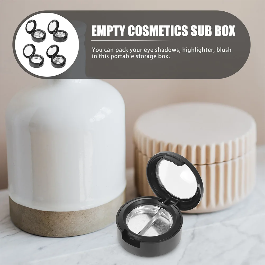 

6pcs Round Shape Empty Highlighter Cases Lipstick Storage Containers Blush Eyeshadow Box Travel Use Makeup Organizer