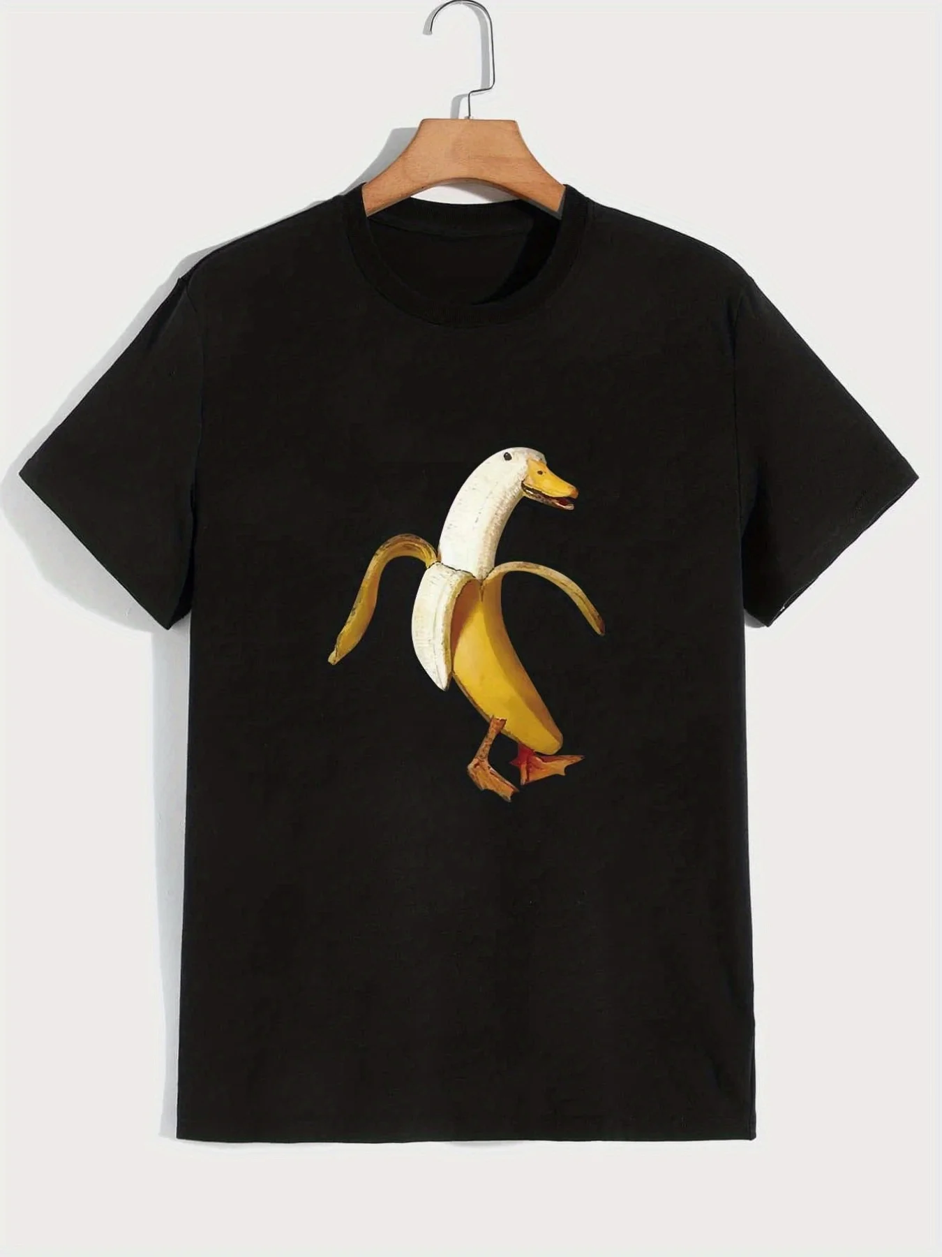 Comfy Banana Duck Pattern Print Graphic Tee for Men - Summer Outdoor Clothes, Relaxed Fit T-shirt for Men
