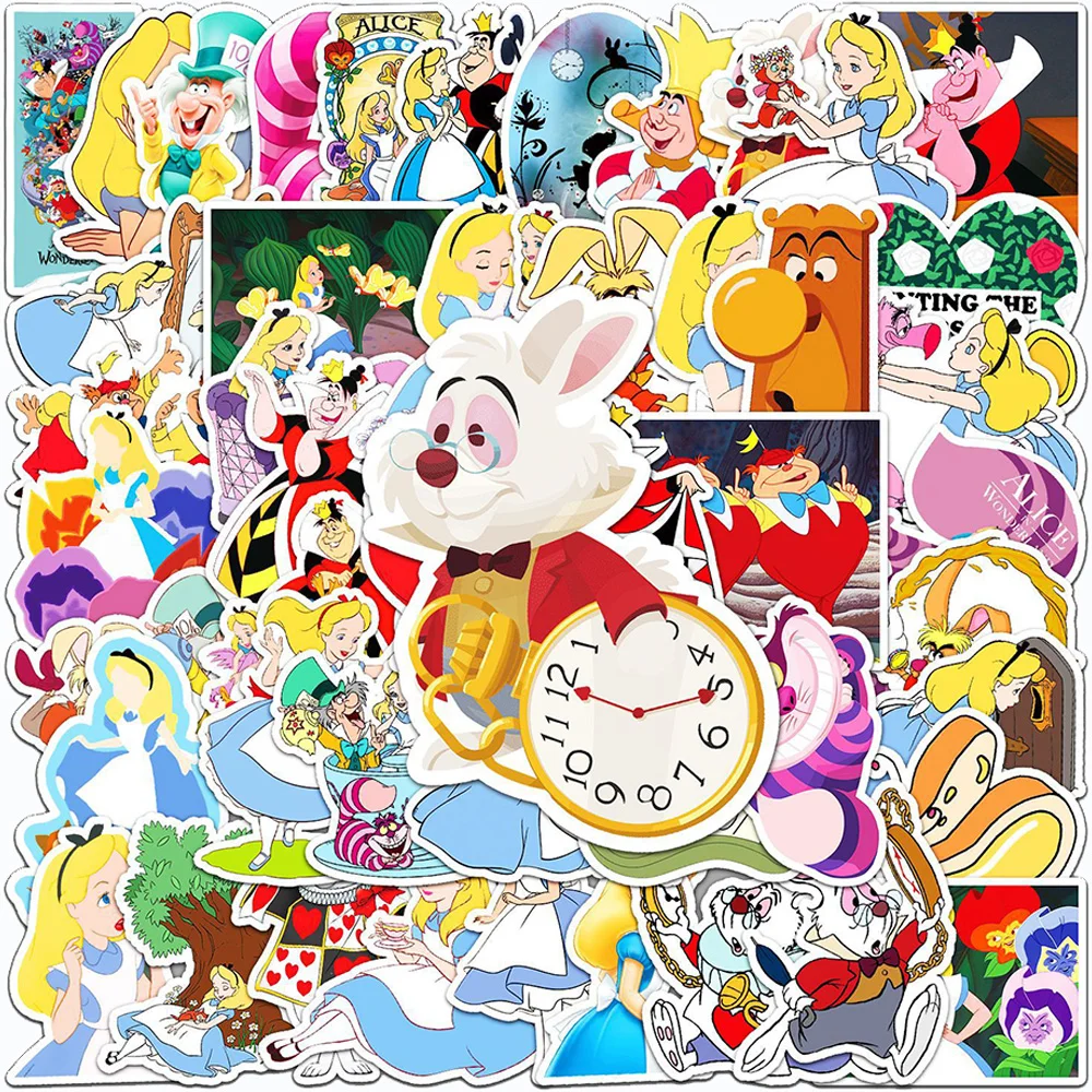 

10/30/50pcs Disney Movie Alice in Wonderland Stickers Aesthetic Cartoon DIY Water Bottle Guitar Cute Stickers for Kids Girls