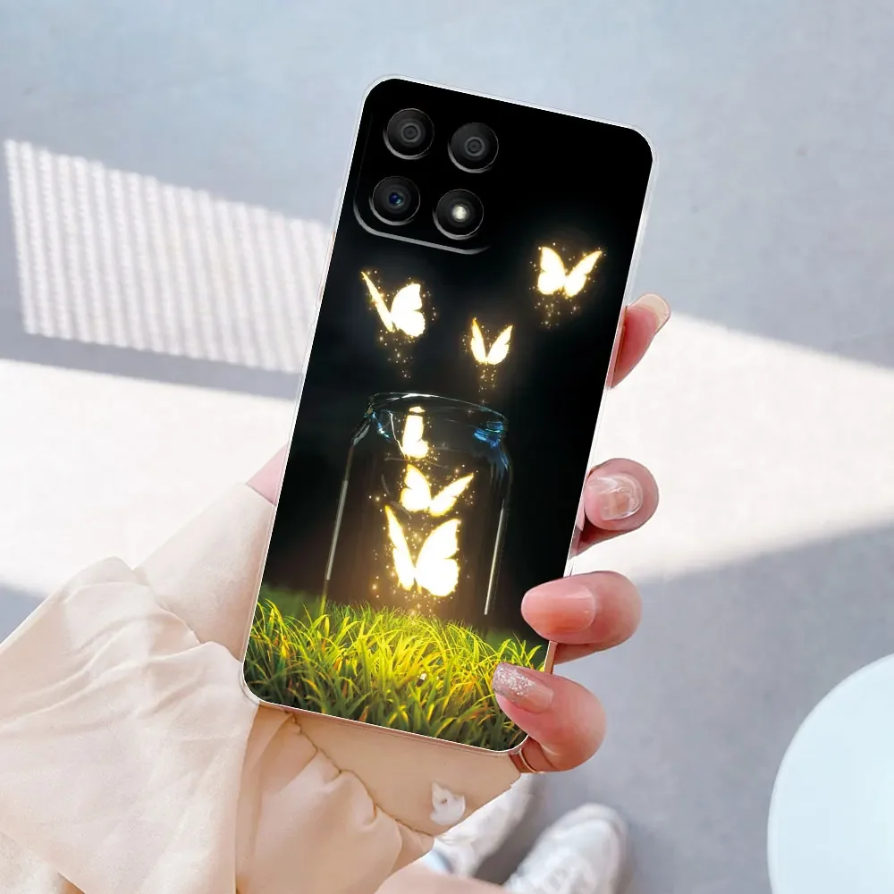 Sunrive Custodia In Silicone Trasparente Per Honor 70 Lite – Morbida, Antigraffio E Protettiva Con Motivo Farfalla