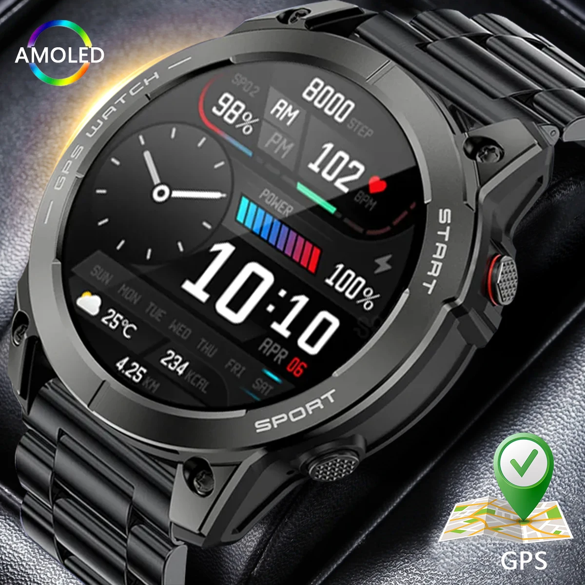 New Built-in GPS Outdoor Sports Smart Watch 1.43 Ultra Clear AMOLED Screen Bluetooth Call Watch 400mAh Large Battery Capacity